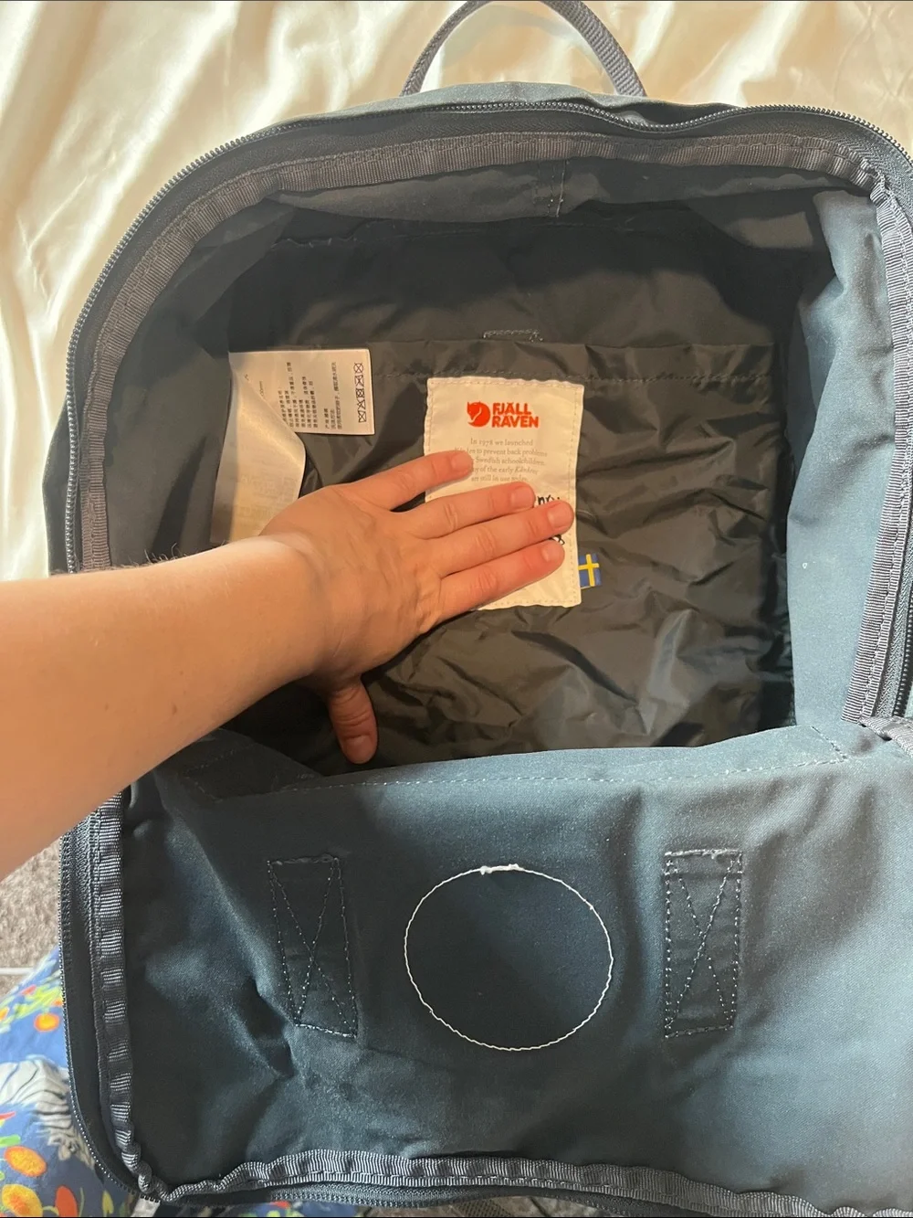 Fjallraven Kånken Backpack in Navy with Red Logo
